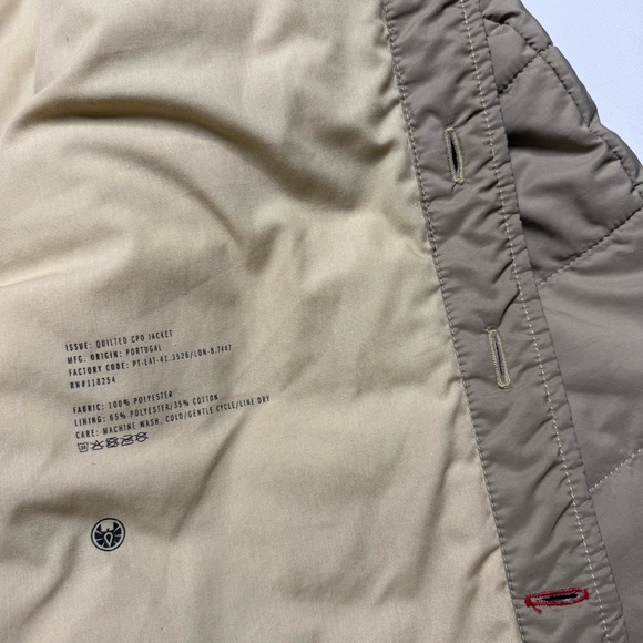 Apolis Global Citizen Quilted CPO Jacket Cotton Button Lightweight Winter - Picture 7 of 7